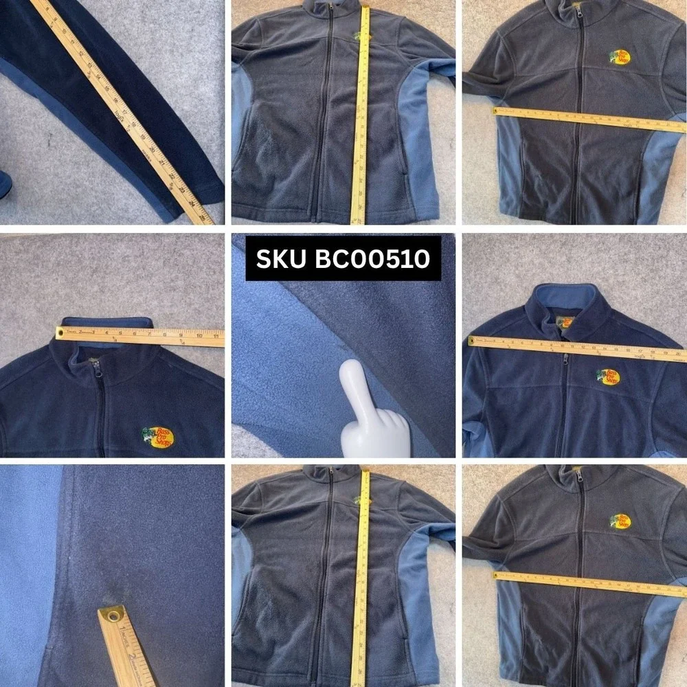 Bass Pro Shops Full-Zip Fleece Jacket Medium Blue Two-Tone Polyester
